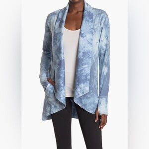 90 Degrees by Reflex, Blue Tie-Dye Open Front Cardigan, Sz. S